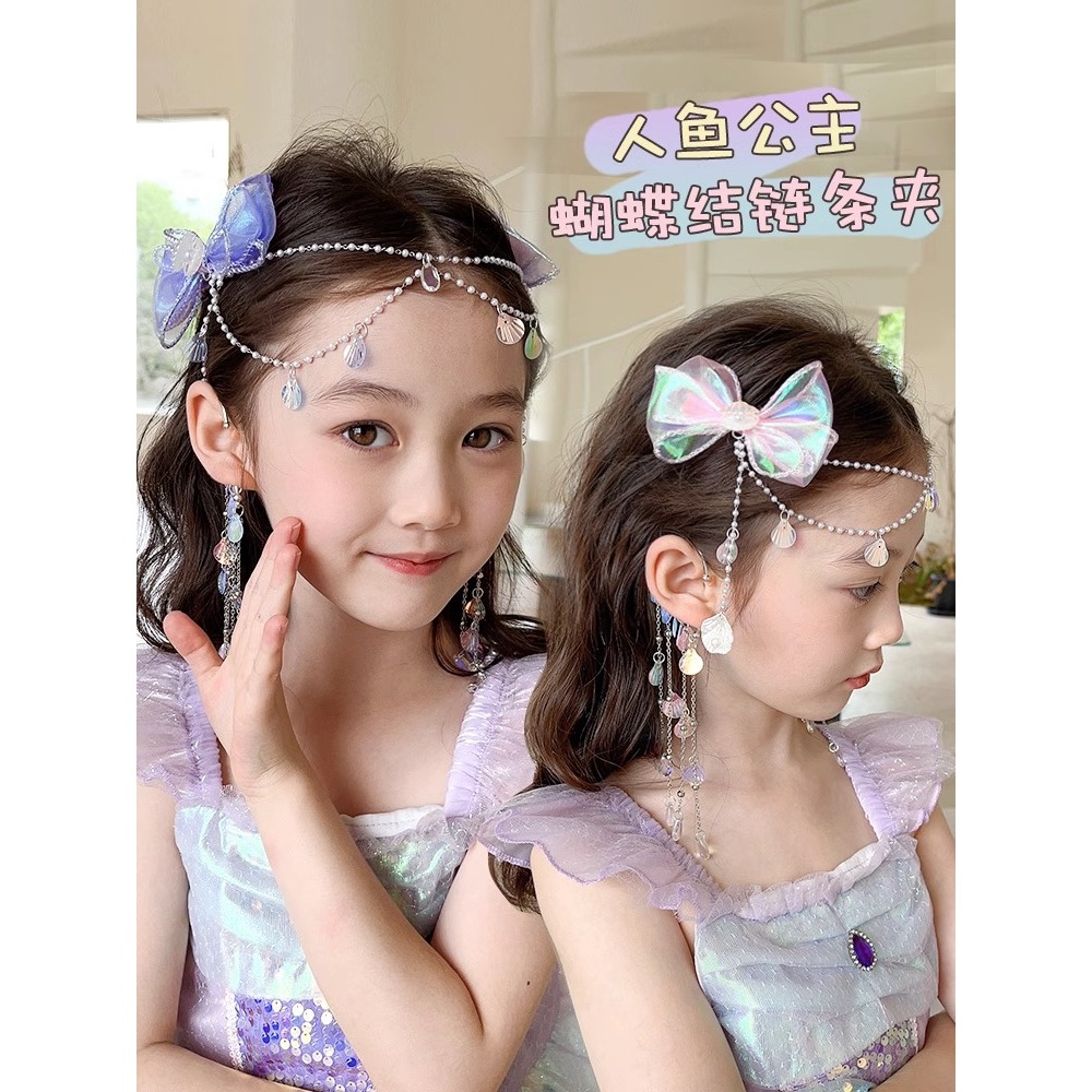 COD-ในไทย💖เด็กกิ๊ฟติดผม นางเงือก เจ้าหญิง ประดับไข่มุกประดับโบว์ประดับพู่ ที่มีสีสัน น่ารักหวาน เครื่องประดับผมแฟชั่น เด - รูปที่ 4