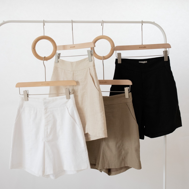 Avocado  linen whipping choc shorts กางเกงขาสั้นผ้าลินิน