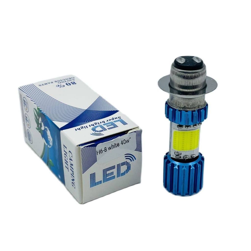 หลอดไฟหน้า LED แบบแท่ง มอเตอร์ไซค์ ขั้วกลม2จุด (สว่างเพิ่ม 100%) H6-8 40W 12v 1หลอด