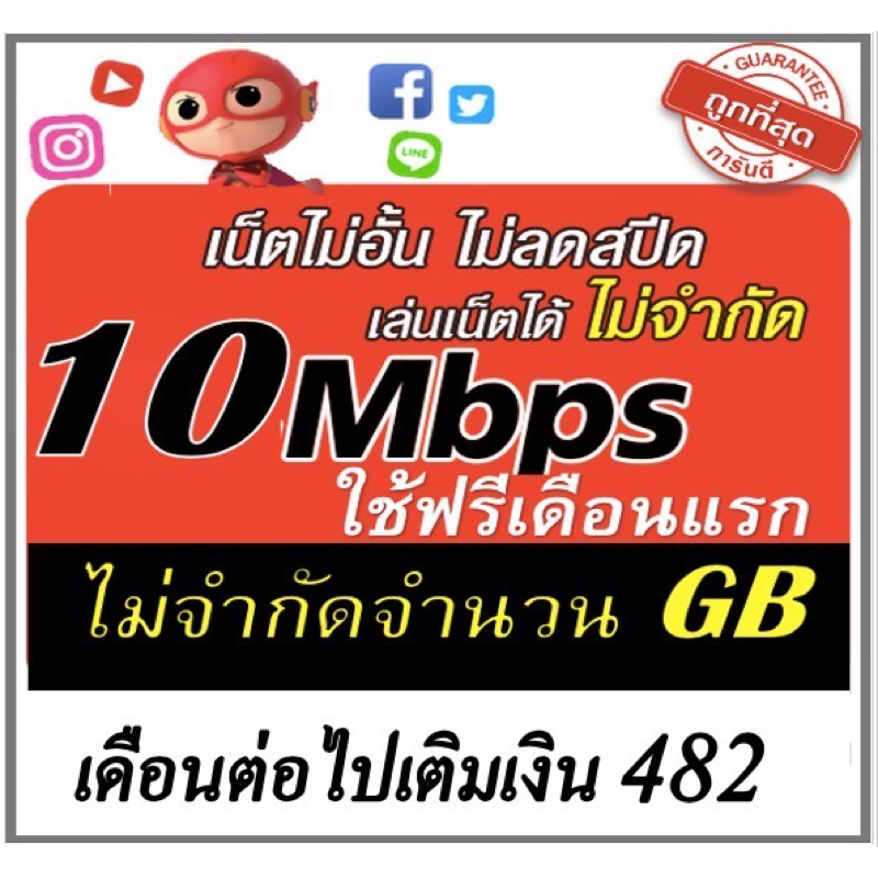 ซิมเน็ต 10Mbps ไม่อั้นไม่ลดสปีด ฟรีเดือนแรก