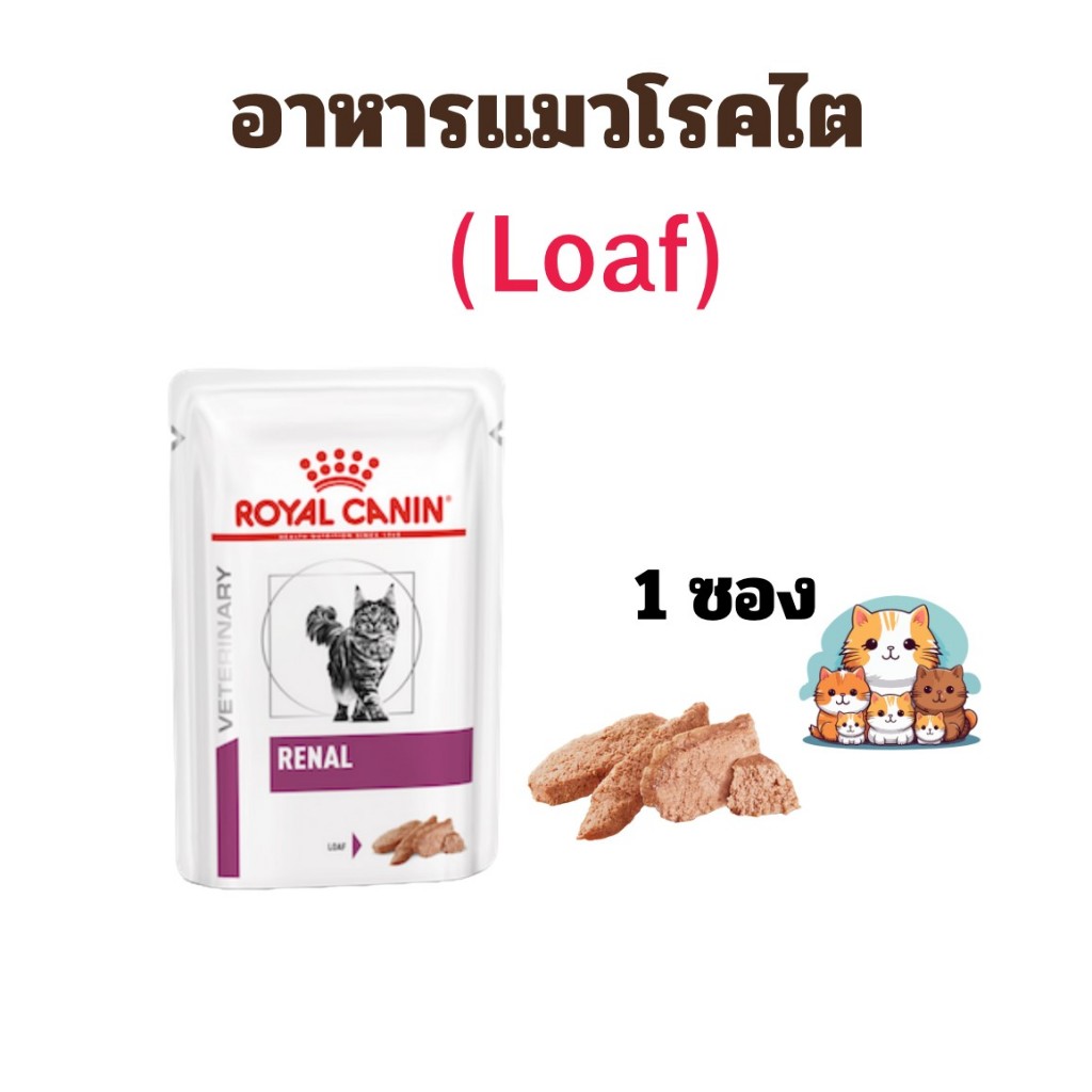 royal canin อาหารแมวโรคไต renal แบบ loaf 85 กรัม (1 ซอง) หมดอายุ : 19/01/2026