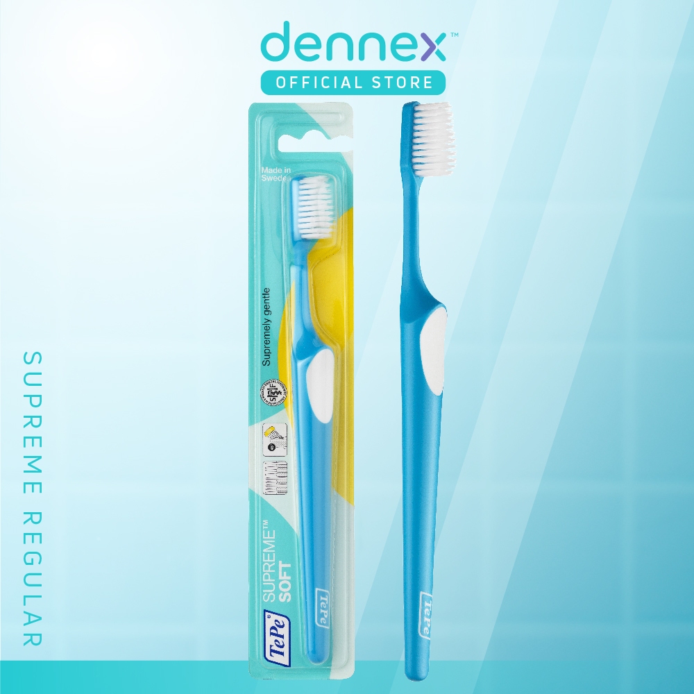 TePe Supreme แปรงสีฟัน ขนนุ่ม ยาว 2 ระดับ แปรงสีฟันเทเป้ สุพรีม by Dennex