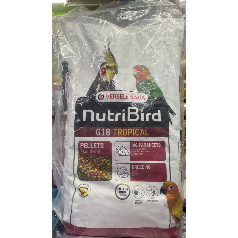 NutriBird G18  Tropican อาหารนก เกรด Premium สำหรับนกแก้วขนาดกลางถุง 10 กิโล