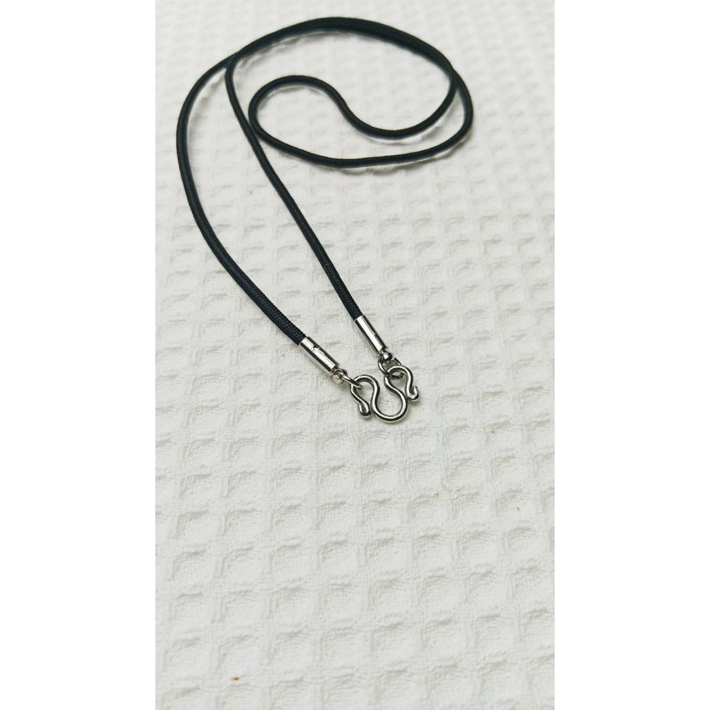 R44 สร้อยเชือกปลายหุ้มสแตนเลส หนา 2 มิล 1 ห่วง ยาว 16" 18" 20" 22" 24" สร้อยห้อยพระ