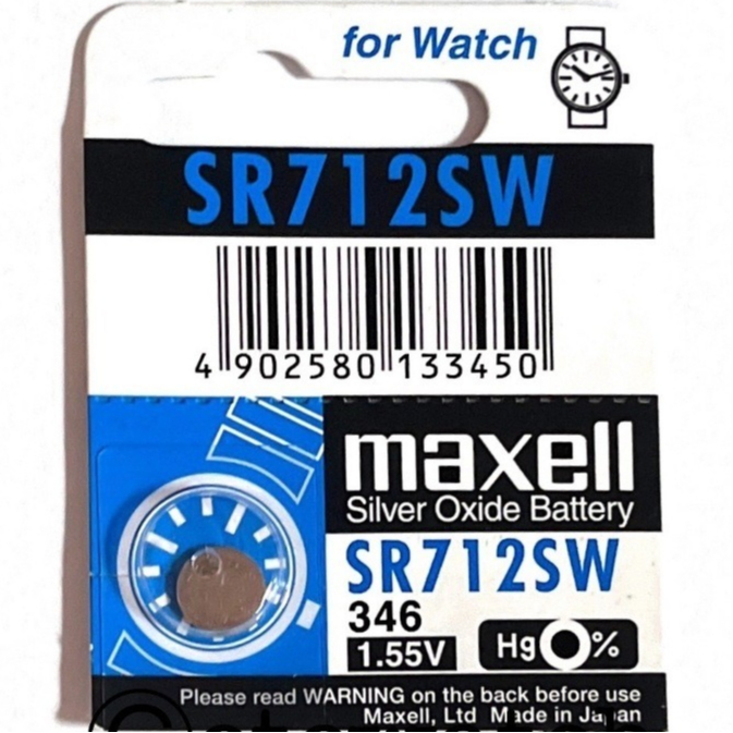 Maxell SR712SW,ถ่านกระดุม 346 1.55V จำนวน 1 ก้อน Silver Oxide Battery ของใหม่ ของแท้