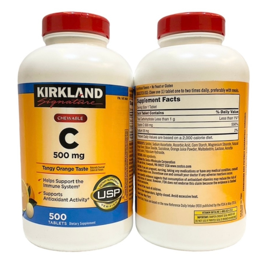 Exp.05/2027 Kirkland Vitamin C 500 mg 500 เม็ด แบบอม