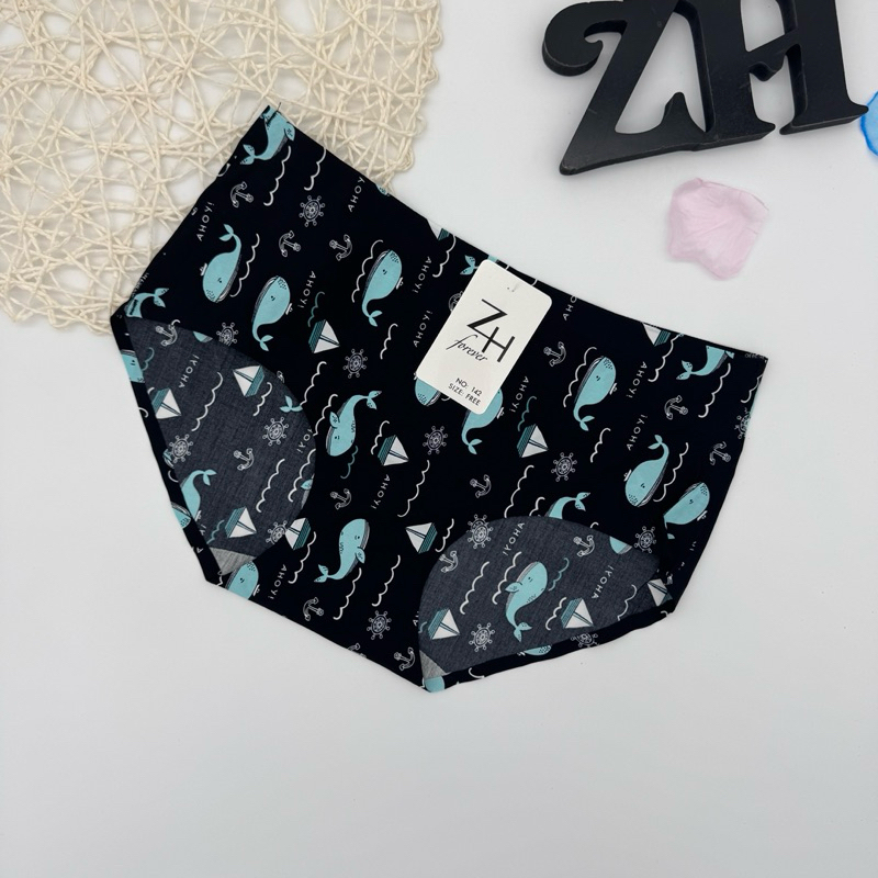 กางเกงชั้นในไร้ขอบผ้าลื่นพิมพ์ลาย🔥ไชส์M-L🔥ZH.E142 - รูปที่ 5