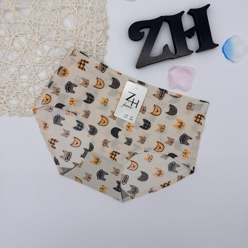 กางเกงชั้นในไร้ขอบผ้าลื่นพิมพ์ลาย🔥ไชส์M-L🔥ZH.E142 - รูปที่ 3