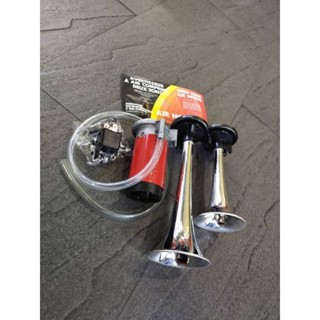 แตรลมไฟฟ้า 2 ปากสีเงินใช้ไฟรถ 24v แบบไม่ต้องใช้ตังค์เลยอุปกร…