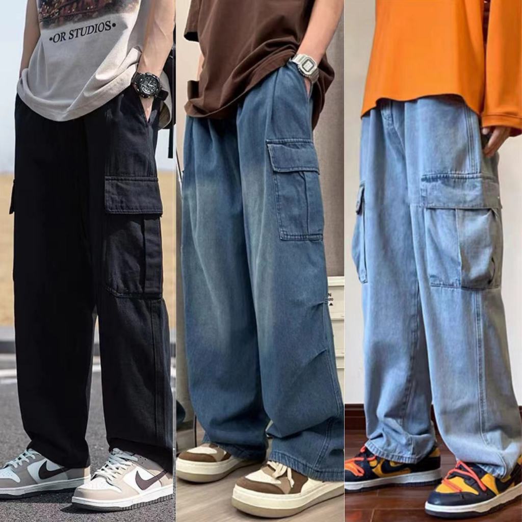 กางเกงคาร์โก้ ทรงกระบอก สุดเท่สไตล์วินเทจ หญิงใส่ได้ผู้ชายใส่ดี รุ่นใหม่พร้อมส่งค่ะ