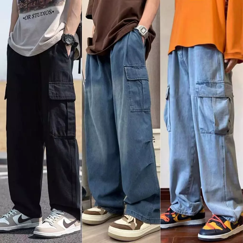 กางเกงคาร์โก้ ทรงกระบอก สุดเท่สไตล์วินเทจ หญิงใส่ได้ผู้ชายใส่ดี รุ่นใหม่พร้อมส่งค่ะ