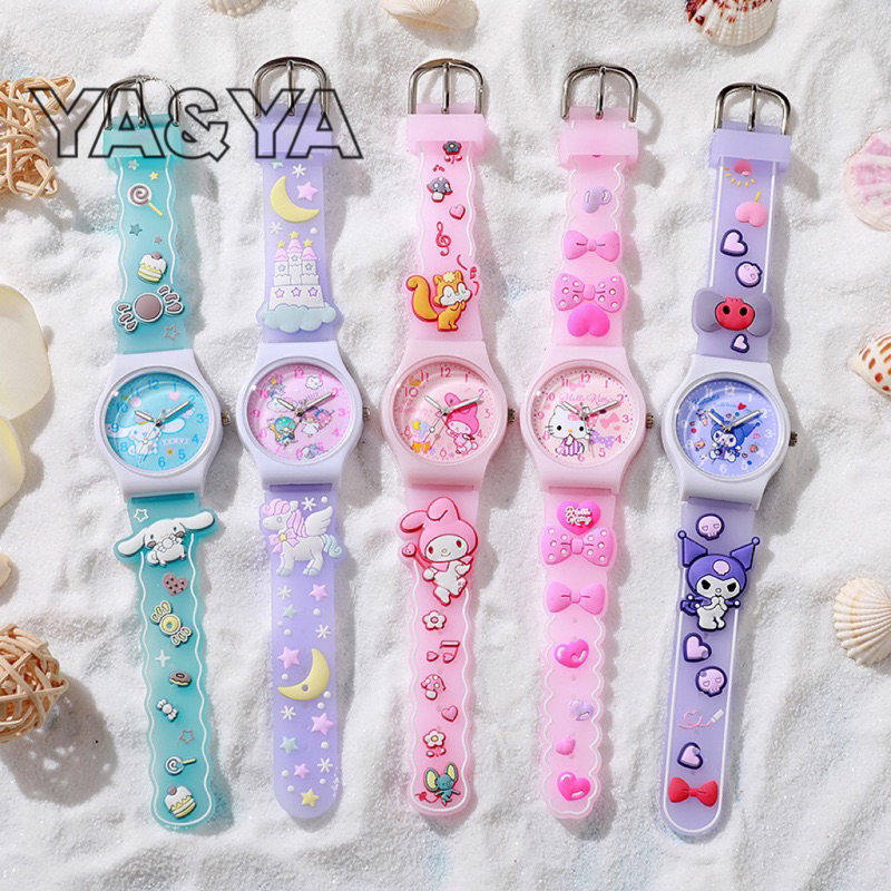 นาฬิกาข้อมืออิเล็กทรอนิกส์ สายซิลิโคน ลายการ์ตูน Sanrio Kuromi Cinnamoroll กันน้ํา เหมาะกับของขวัญ สําหรับ