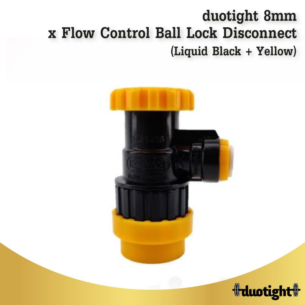 POK duotight 8mm x Flow Control Ball Lock Disconnect (Liquid Black + Yellow) – โปรปัง