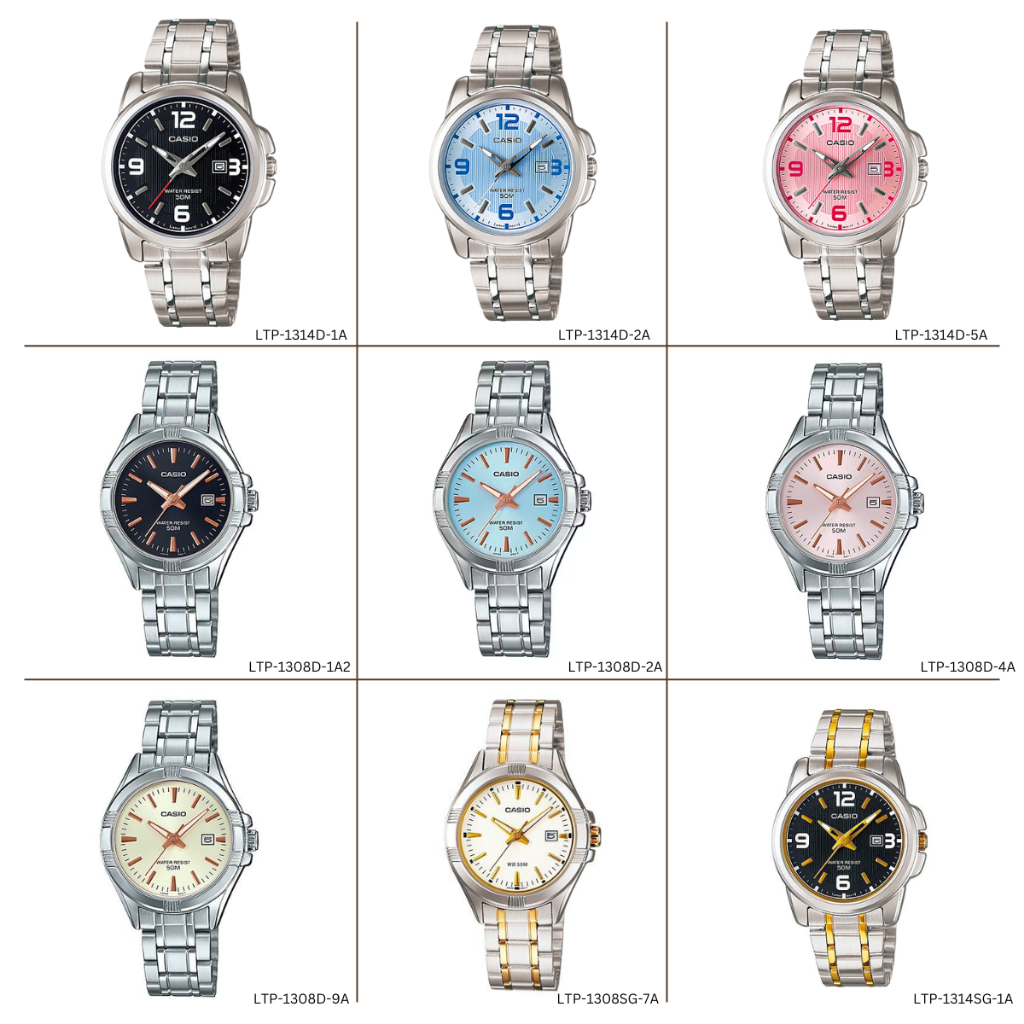 Casio Standard นาฬิกาข้อมือผู้หญิง สายสแตนเลส รุ่น LTP-1314D LTP-1308D LTP-1314SG LTP-1308SG