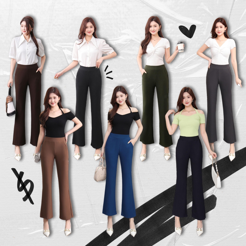 9998# 9997# กางเกง ขายาว สีพื้น ทรงขาม้า งานตีเกล็ดหน้า ทรงสวย ทิ้งตัว เนื้อผ้าเกาหลี ยืดได้เยอะ