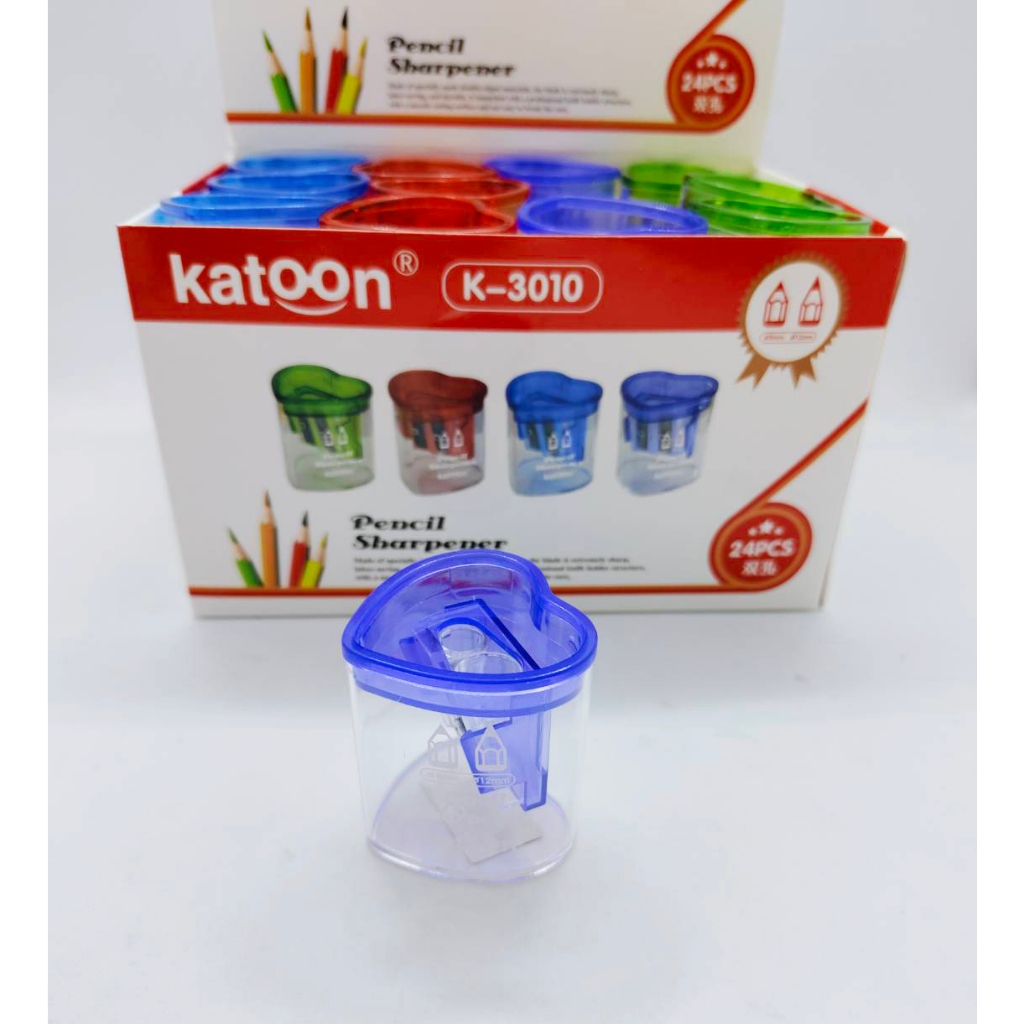 🔥 แพ๊ค 24 PCS หัวใจ3010🔥 กบเหลาดินสอ 2 รู รูปหัวใจที่เหลาดินสอ คละสี แบบมือหมุน เหลาง่าย มีฝา เครื่องเขียน โรงเรียน - รูปที่ 4