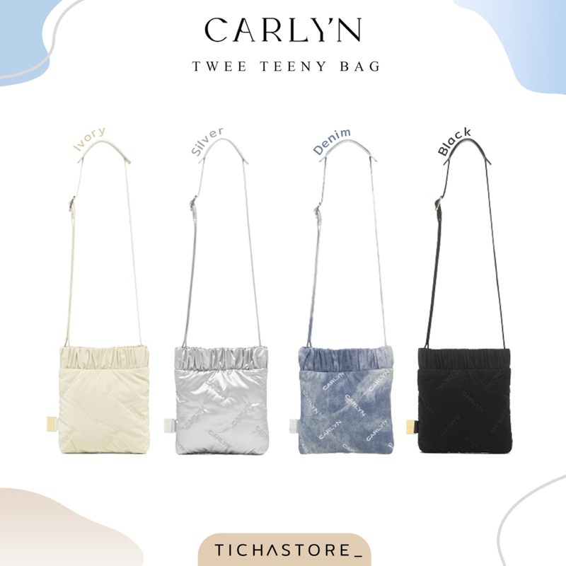 (พร้อมส่ง) กระเป๋า Carlyn Twee Teeny สี Denim / Ivory / Black / Silver ของแท้จากช็อปเกาหลี