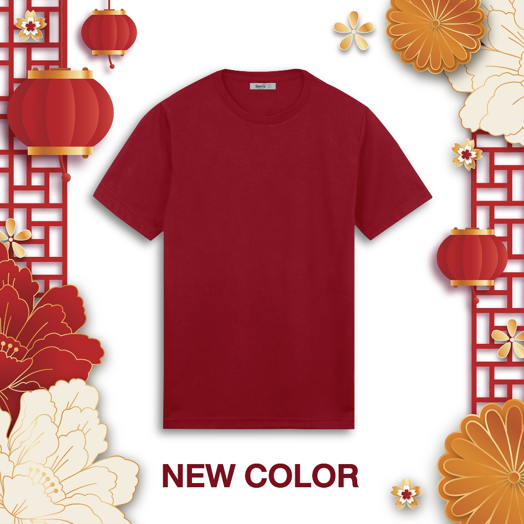 เสื้อสีแดง เสื้อคอกลม เสื้อยืดสีแดง S-5XL [Sierra Bangkok]
