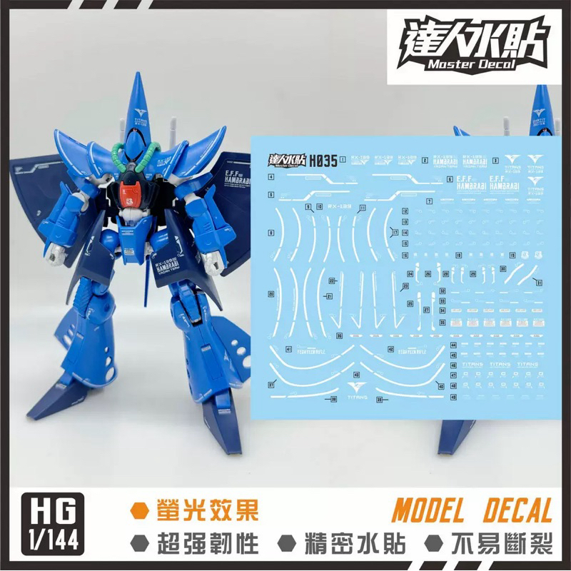 🟦ดีคอลน้ำ DL 035 Z DECAL HG 1/144 RX-139 HAMBRABI เรืองแสงแบล็คไลท์