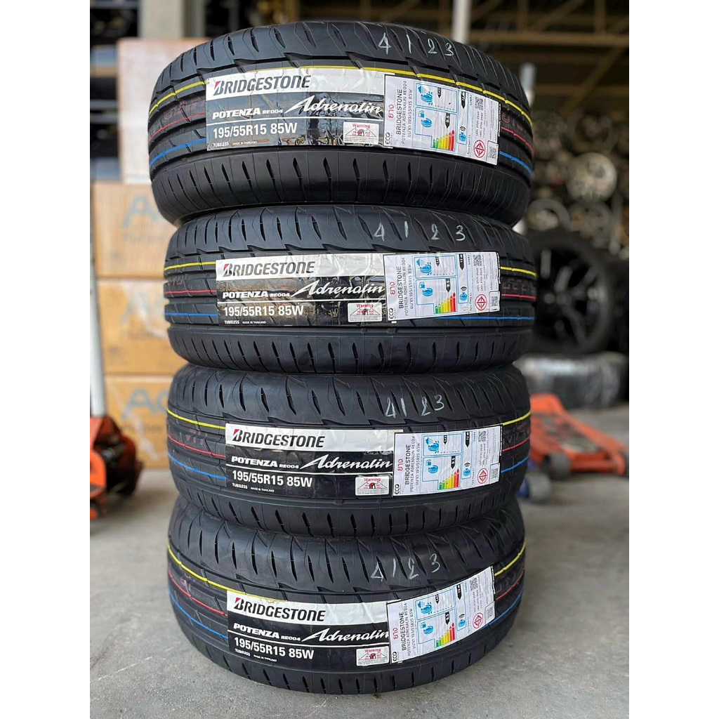 🔴 ยาง "#บริดจสโตน" Bridgestone Potenza Adrenalin RE004 ผลิตไทย 🇹🇭🇹🇭 195/55R15 ปลายปี 23
