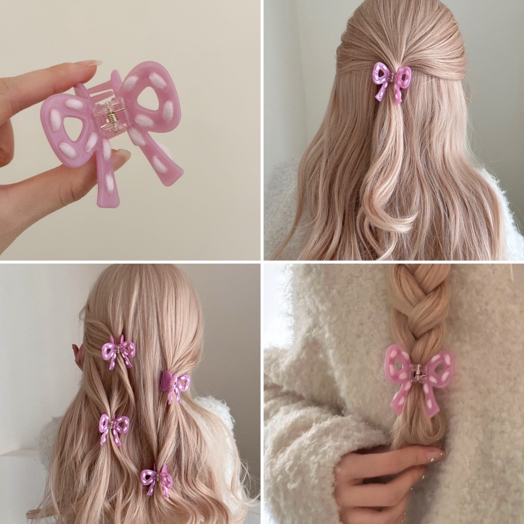 พร้อมส่ง!🇹🇭 ราคา/ชิ้น กิ๊บโบว์หนีบผมอะคริลิค กิ๊บโบว์ประดับเชือกสี ไหมพรมรอบกิ๊บแบบ 3D เนื้องานเกาหลี สีแคนดี้สุดน่ารัก