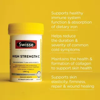 Swisse Ultiboost Vitamin C 1000mg 150 Tablets วิตามินซี บำรุงผิวใส เสริมภูมิคุ้มกัน บรรเทาอาการหวัด