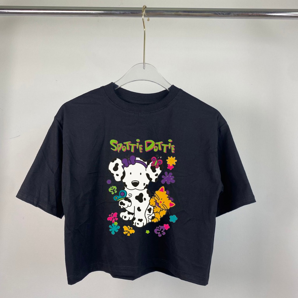 เสื้อครอปสกรีนลาย น้องหมา Dottie มีให้เลือก 7 size 14 สี
