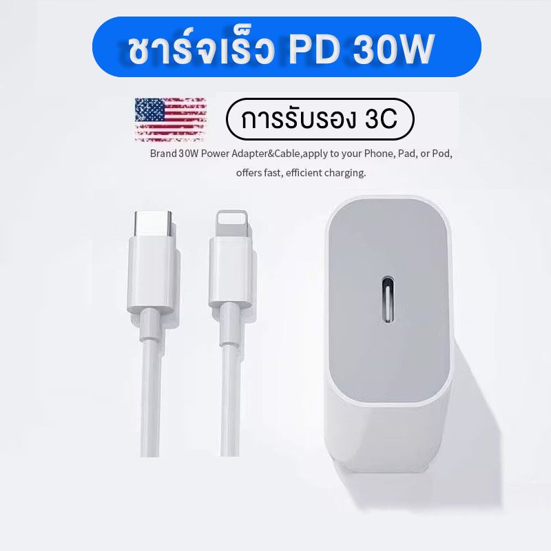【รับประกัน 1 ปี】 ชาร์จเร็ว ชุดชาร์จเร็ว 30W หัวชาร์จ สายชาร์จ PD USB Type C (Power Adapter)รองรับ 5A 30W fast charge