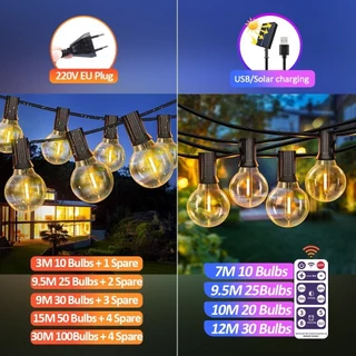 【จัดส่งฟรี】ไฟตกแต่ง ไฟประดับ ไฟปิงปอง ไฟโซล่าเซลล์ ไฟกลางแจ้งกันน้ำ กันน้ำได้ ประดับสวน 50 LEDไฟบรรยากาศเทศกาล