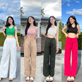 Live x SpinnyHouse กางเกงเอวสูง กางเกงขากระบอก ผ้าไมโคร ไม่ม…