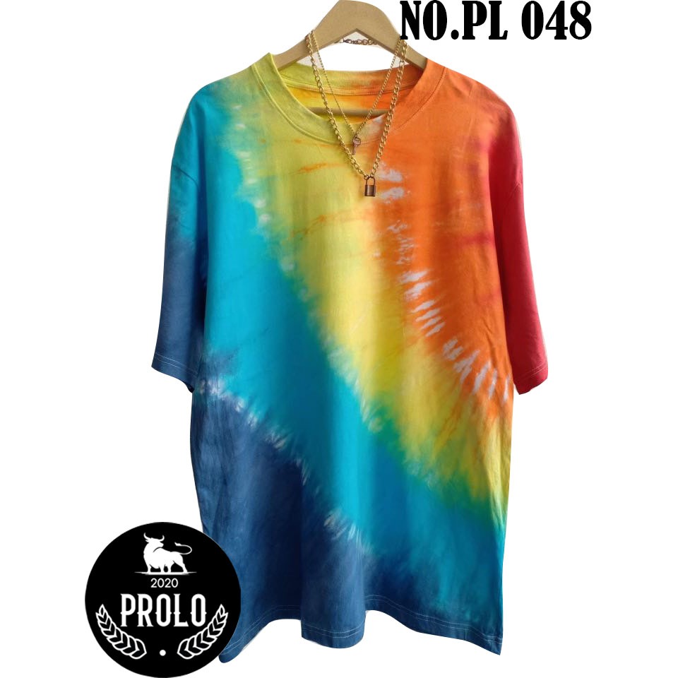 เสื้อมัดย้อมเรนโบว์ผ้าคอตตอนแท้