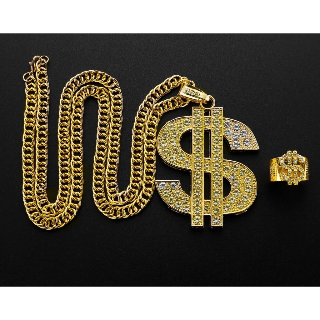 สร้อยคอทองคนรวย Dollar $ ทองฮิปฮอป Hip-hop แฟชั่น props เครื่องประดับ พร้อมส่ง fake necklace พร็อพ thug life ราคา ถูกที่สุด ดีลบีเคเค แกลเลอรีภาพที่ 8