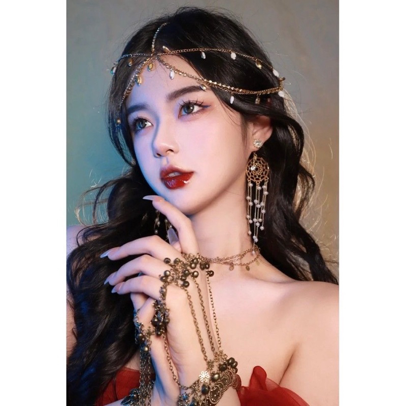 𝓑𝓮𝓪𝓾𝓽𝓲𝓯𝔂สร้อยข้อมือเหรียญกระดิ่งสวมนิ้ววินเทจสไตล์จีนอินเดียสำหรับเป็นพร็อพเพิ่มความสวยงาม - รูปที่ 3