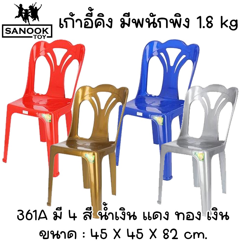 เก้าอี้พลาสติก เก้าอี้คิง น้ำหนักเก้าอี้ 1.8 กก. รองรับน้ำหนักได้ไม่เกิน 85 กก.