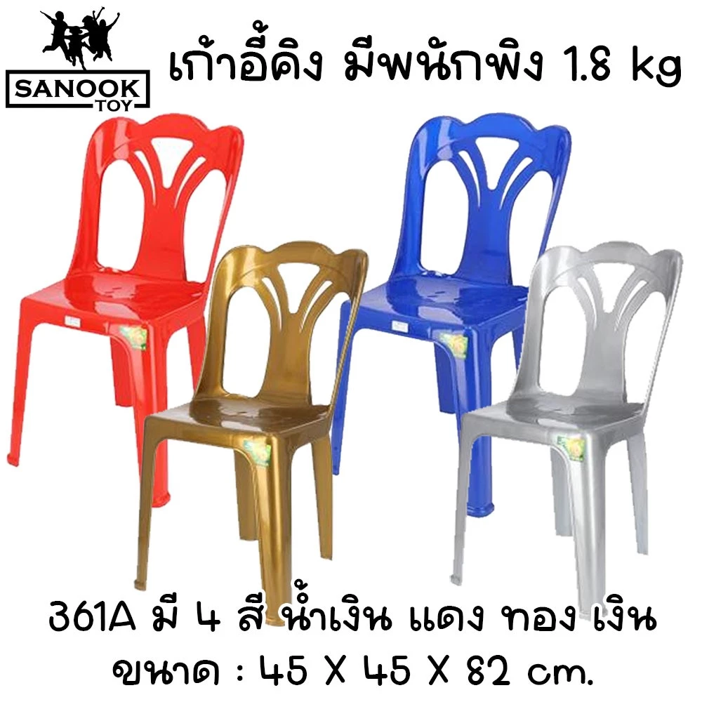เก้าอี้พลาสติก เก้าอี้คิง น้ำหนักเก้าอี้ 1.8 กก. รองรับน้ำหนักได้ไม่เกิน 85 กก.