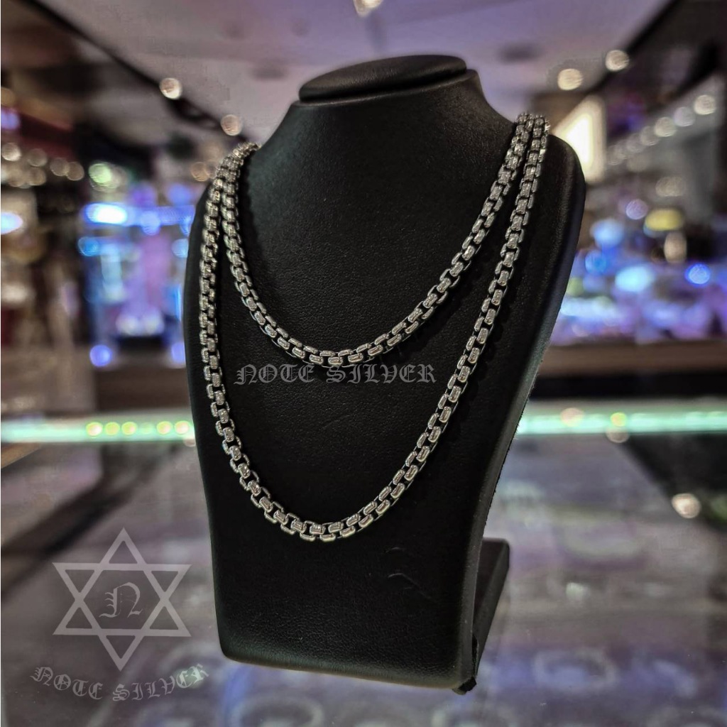 .สร้อยคอ เงินแท้ลายเหลี่ยมท้องปลิง Sterling Silver 925