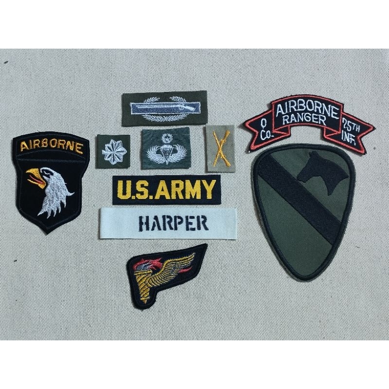 เสื้อทหารอาร์มป้ายชื่อขาว-เครื่องหมายทหาร U.S.ARMY ""อาร์มใหม่ Vๅยเป็นชุด"""เสื้อทหาร OG-107,M51,M65