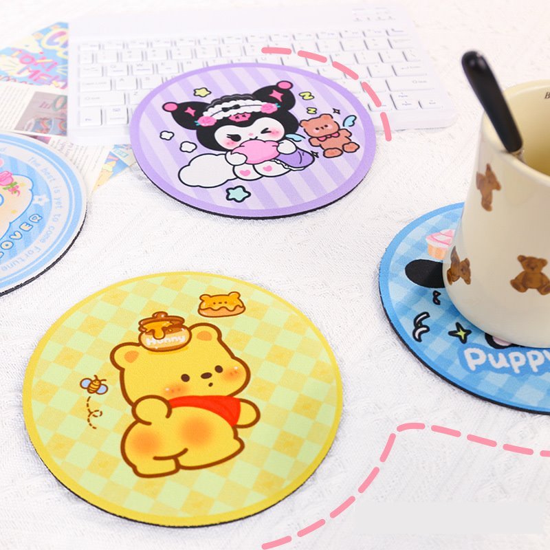 พร้อมส่ง!! ที่รองแก้ว ฉนวนกันความร้อน ดูดซับน้ําได้ดี กันลื่นลายการ์ตูนน่ารัก
