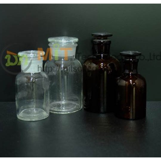 Reagent bottle ขวดใส่สาร สีขาว /สีชา ปากแคบ / ปากกว้าง จุกแก้ว ของจีน