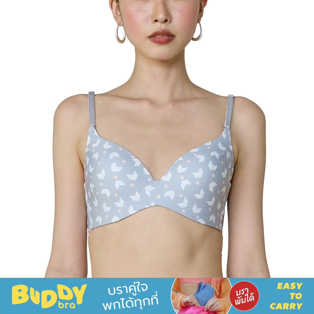 Wacoal Mood Buddy Bra บราคู่ใจ พกได้ทุกที่ ใส่ง่าย พับง่าย พกง่าย รุ่น MM1X87 สีเทาอ่อน (LI)