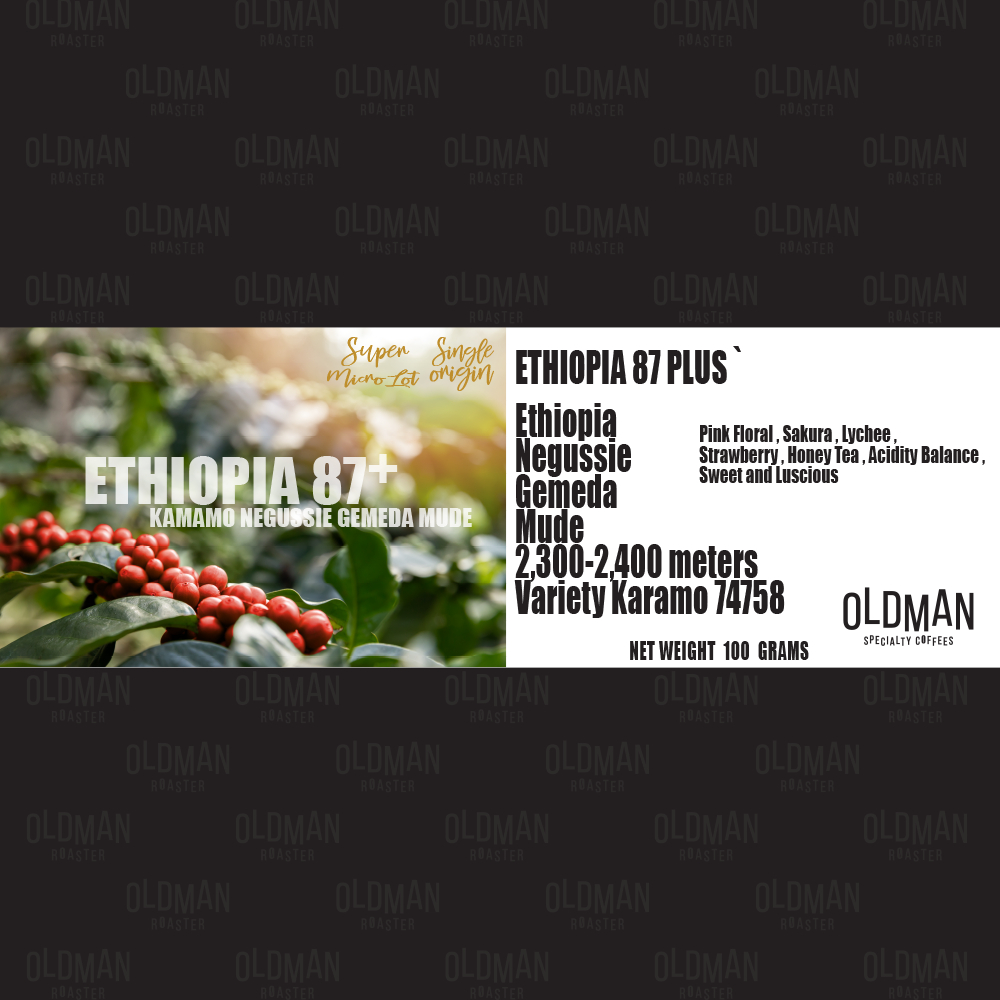 เมล็ดกาแฟ ETHIOPIA 87+ KARAMO NEGUSSIE GEMEDA MUDE (คั่วอ่อน)  100 GRAMS