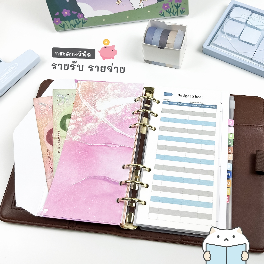 กระดาษรีฟิล Budget Sheet รายรับ รานยจ่าย ใช้ได้ทั้งปี A6 Finance Refill Paper mimisplan