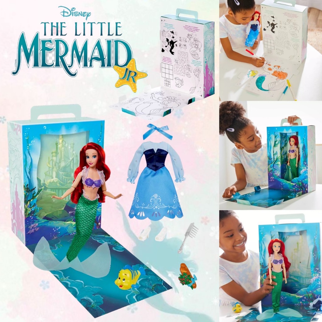 นำเข้า เซ็ทตุ๊กตาแอเรียลและกิจกรรมระบายสีAriel Disney Story Doll -The Little Mermaid 11''