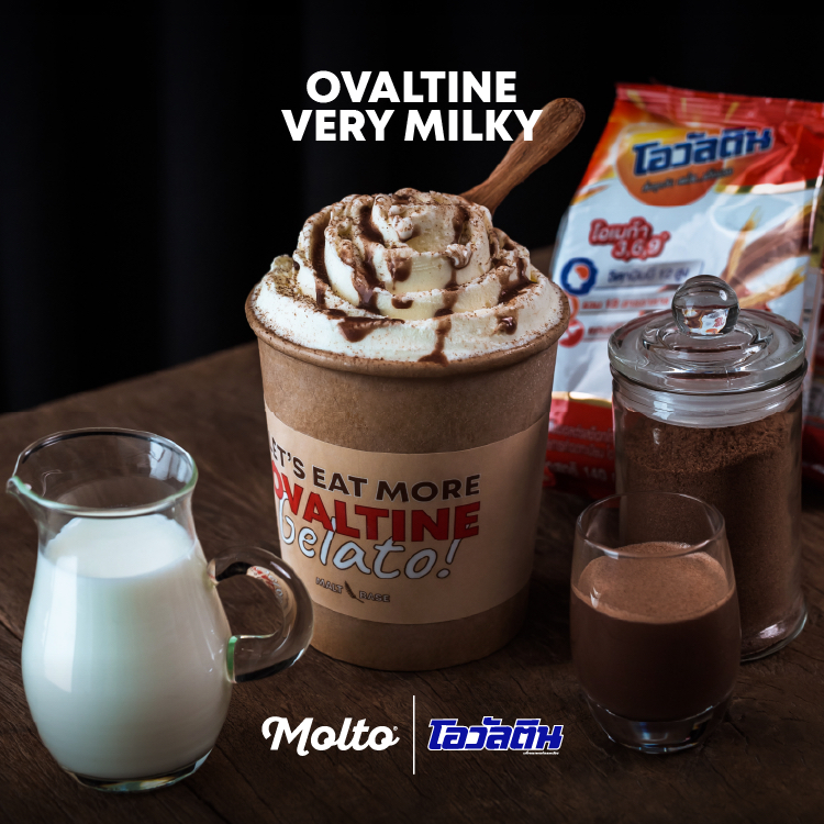 Ovaltine Very Milky (ไอศกรีมโอวัลตินโคตรนม 1 ถ้วย 16 oz.) - Molto premium Gelato