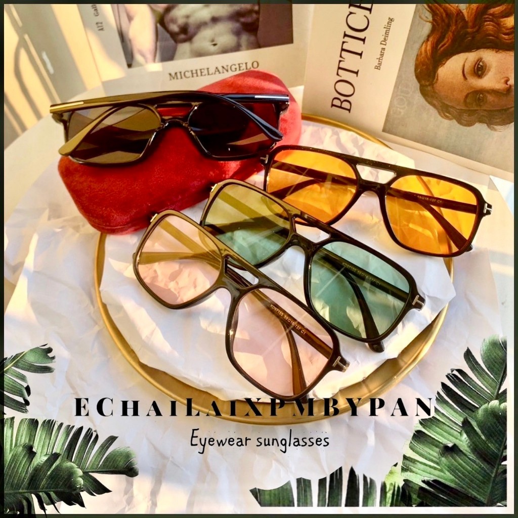 E-CHAILAI แว่นมีคาน รุ่นDro520 GM  P2 KBR  Vintage แว่นตากันแดด ลุคเกาหลี (สินค้าพร้อมส่งในไทย)