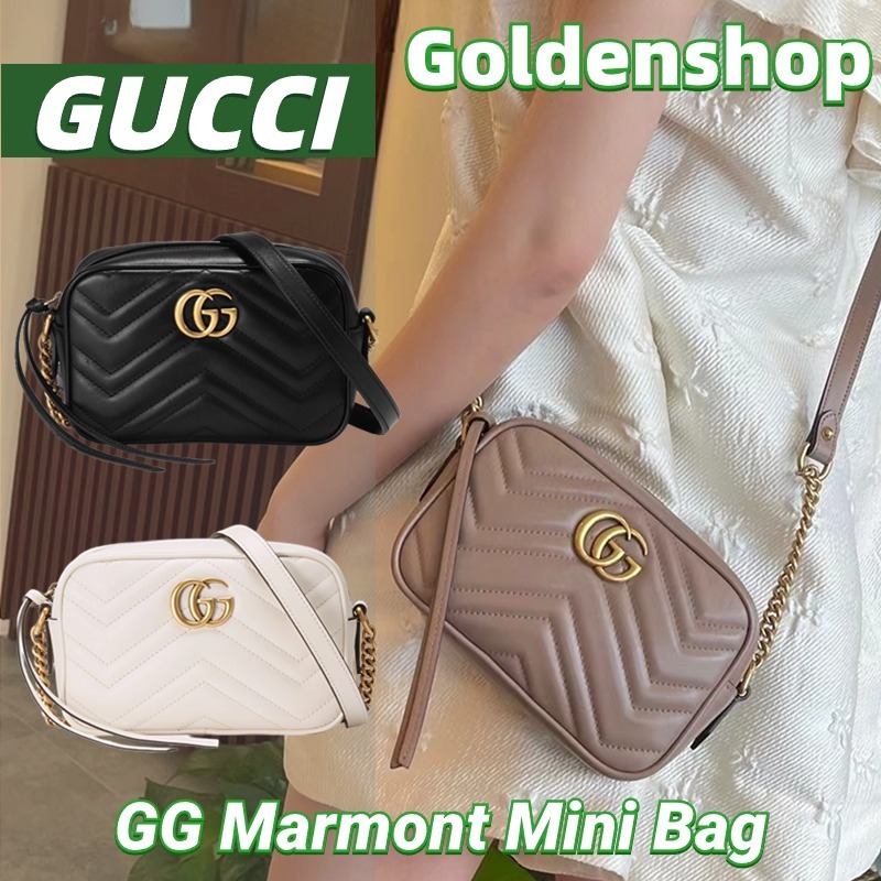 🍒กุชชี่ Gucci GG Marmont Mini Bag Camera Bag กระเป๋าสะพายเดี่ยว🍒กระเป๋าสะพาย Gucci จริง สินค้าขายร้อ