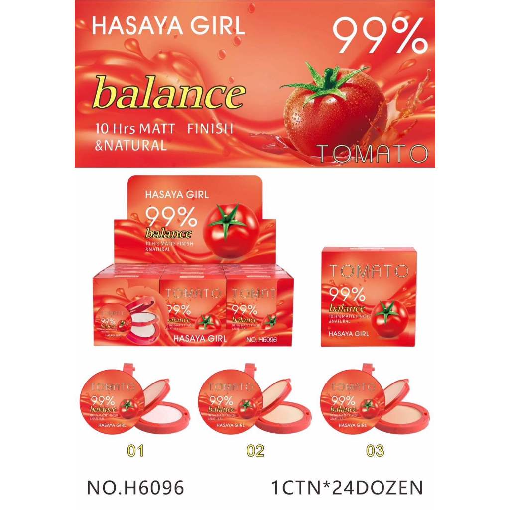 HASAYA GIRL Tomato Powder เเป้งพัฟมะเขือเทศ เเป้ง2ชั้น เนื้อเเมท ปกปิด ติดทน กันน้ำ ขนาด 20 กรัม No.H6096