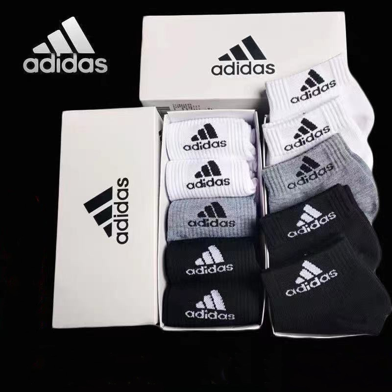 ถุงเท้าข้อกลาง ( คละสี 5คู่1กล่อง) ถุงเท้าADIDASสำหรับผู้ชาย สีพื้น หุ้มข้อ ระบายอากาศดี เนื้อผ้านุ่ม ใช้ได้ทั้งชาย/หญิง