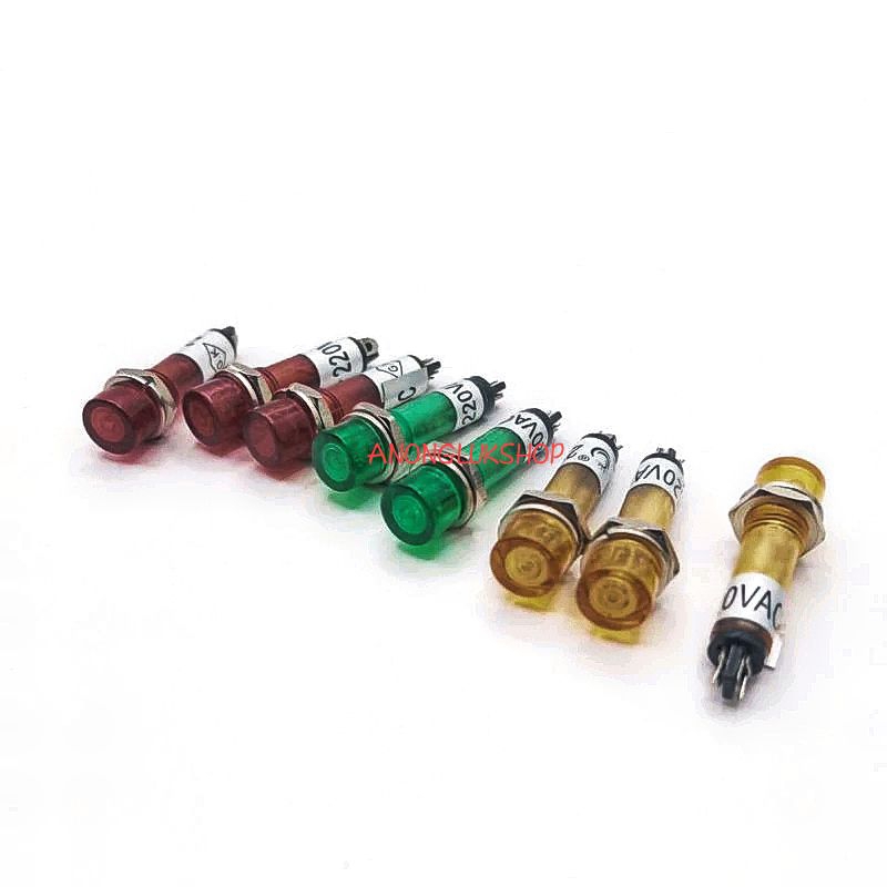 10ตัว 👉👉XD7-1 หลอดหน้าปัด หลอดไฟโชว์ เกลียว 7มิล หน้าปัดหัวตัด 8มิล มี 3สี 24V 220V