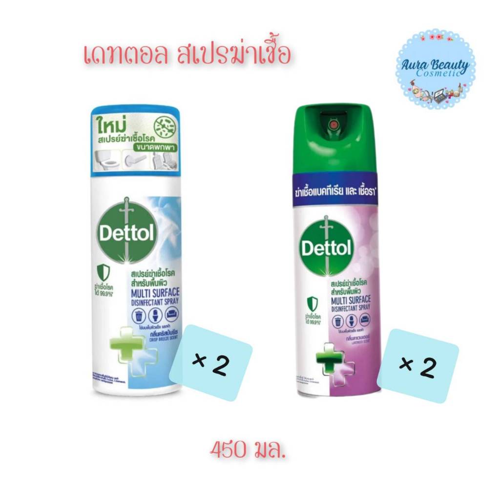 📍 (2ขวด/แพ็ค) Dettol Disinfectant Spray450 มล. เดทตอล สเปรฆ่าเชื้อ